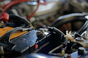 close up of car battery
