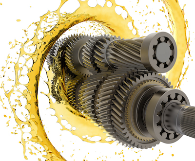 transmission gears with fluid and lubricant